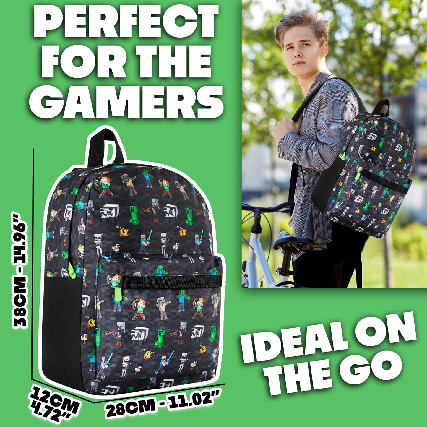 Minecraft Kids & Teens Backpack, Black