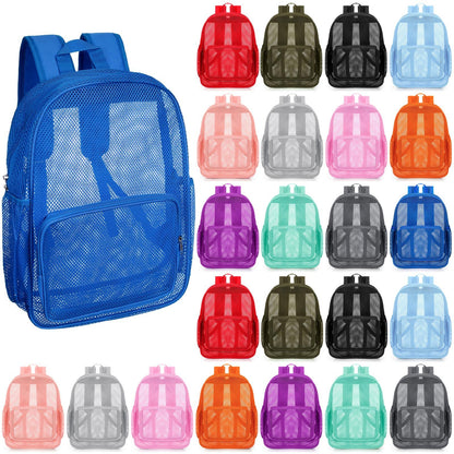 48-Pack 17" Clear Mesh Backpacks – Heavy Duty