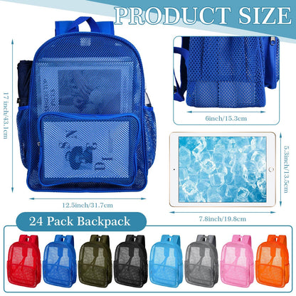 48-Pack 17" Clear Mesh Backpacks – Heavy Duty