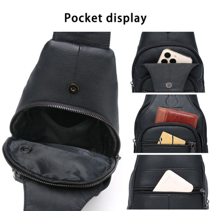 LUKZIJAES Genuine Leather Sling Bag for Men