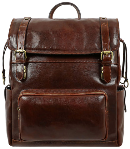 Time Resistance Leather Travel Backpack, Black