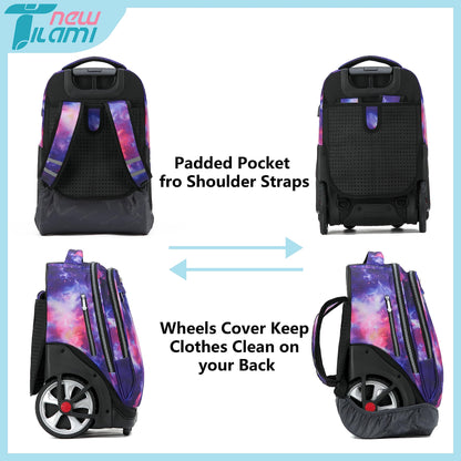 NEW TILAMI 19" Rolling Backpack for kids, Adjustable Laptop Backpack