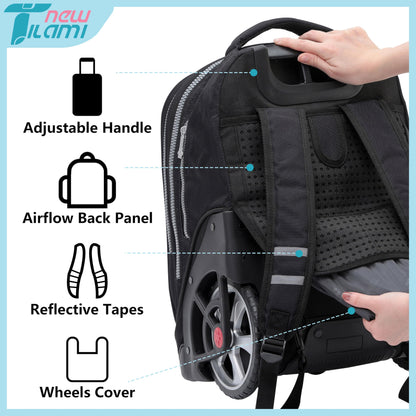 NEW TILAMI 19" Rolling Backpack for kids, Adjustable Laptop Backpack