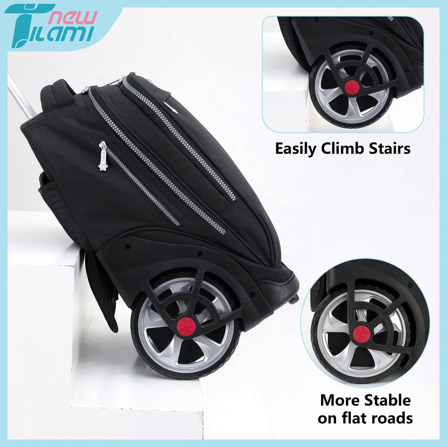 NEW TILAMI 19" Rolling Backpack for kids, Adjustable Laptop Backpack