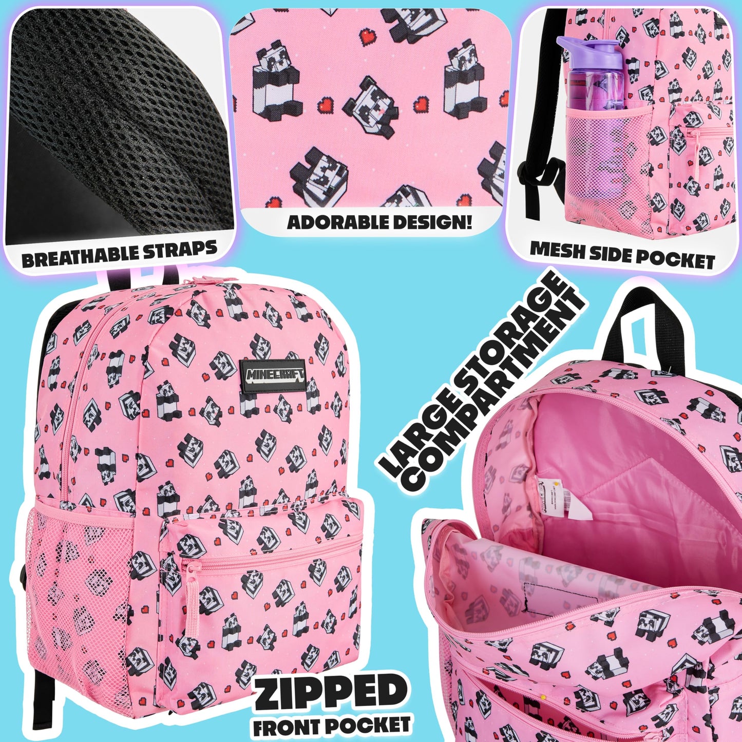 Minecraft Kids & Teens Backpack, Black